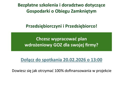 Bezpłatne szkolenia i doradztwo dotyczące Gospodarki o Obiegu Zamkniętym