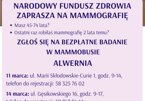 Bezpłatne badania w mammobusie w Alwerni