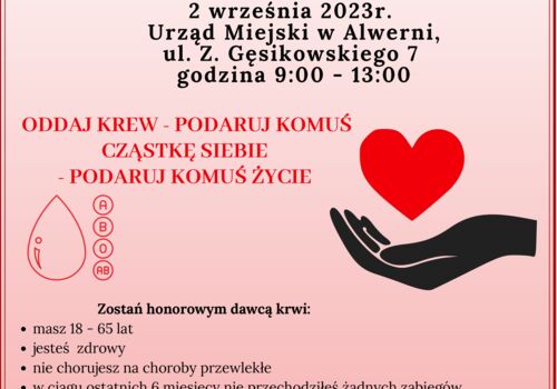 Już w najbliższą sobotę, 2 września nasza sztandarowa akcja "Krew nadzieją na życie"!